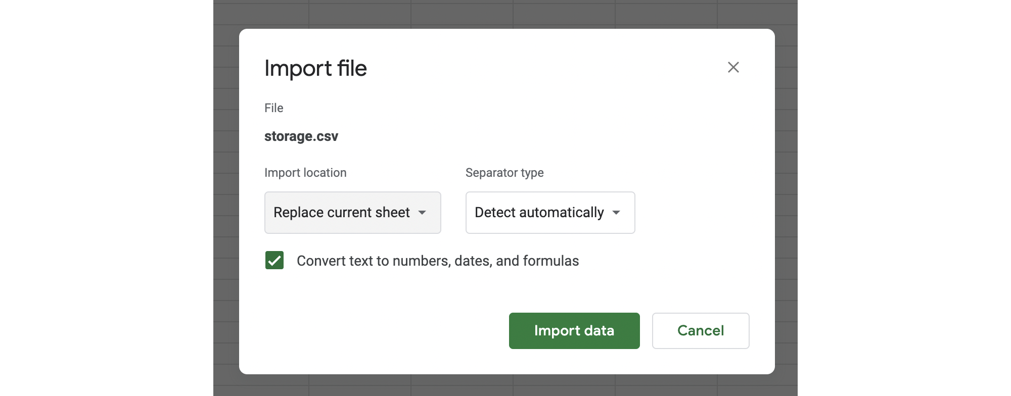 Replace current sheet