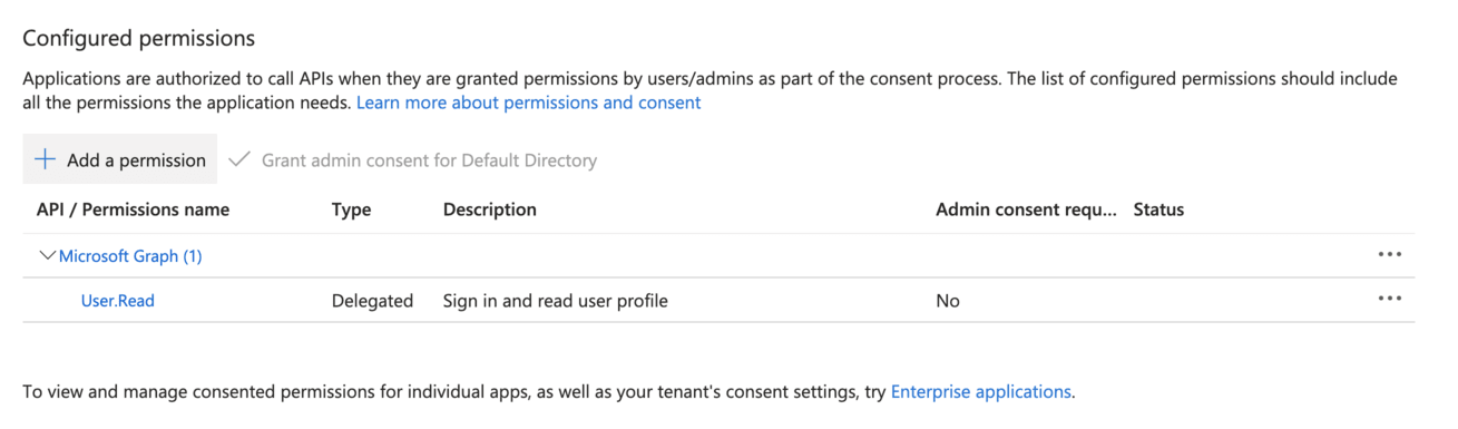 Azure add a permission